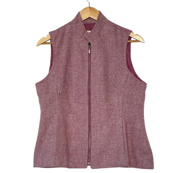 Coldwater Creek Herringbone Wool Tweed Vest Career Casual Preppy Classic Size 8 - Picture 1 of 8